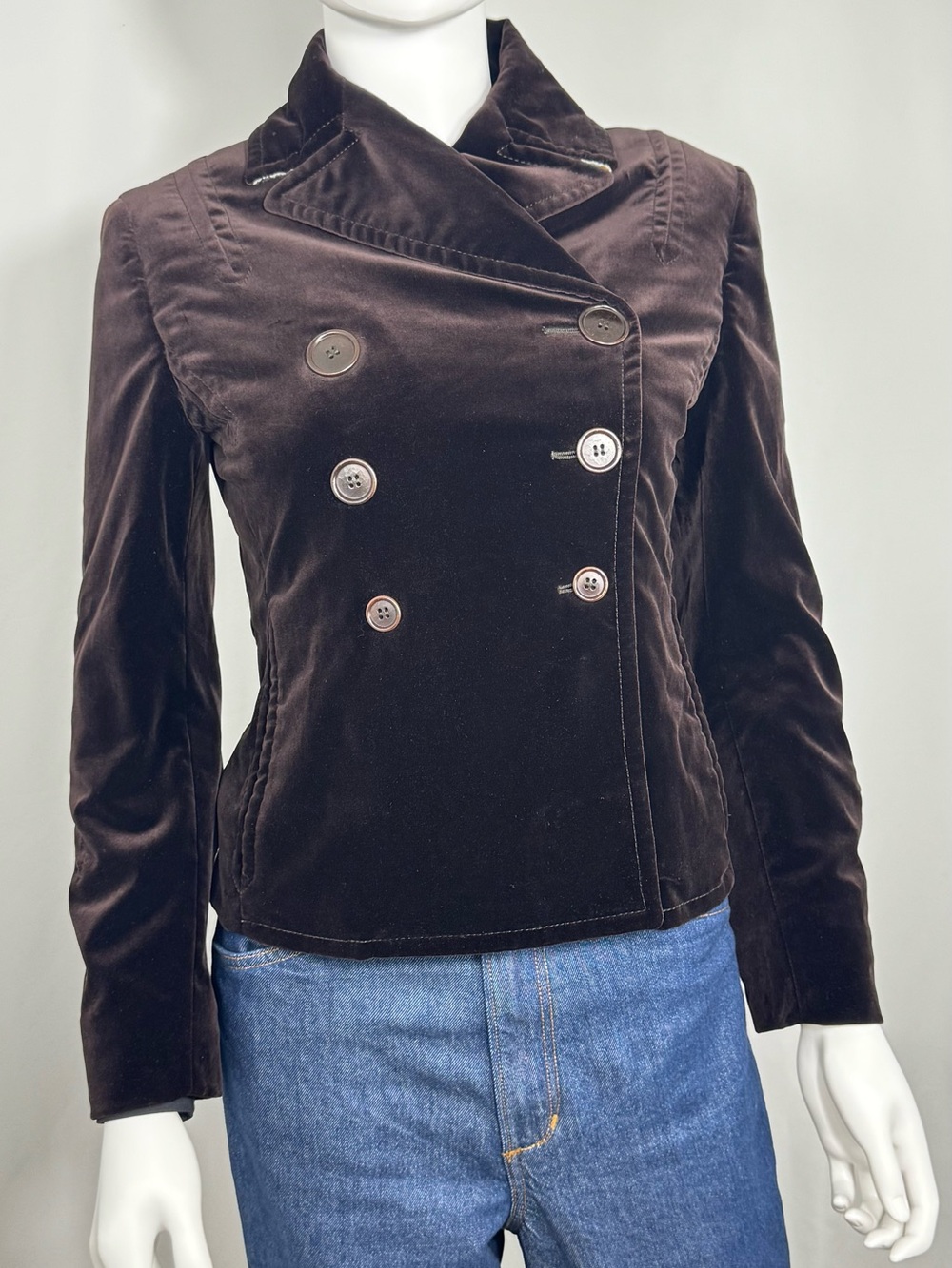 VTG Paul Smith (Blue Line) Brown Velvet Double Breasted Jacket IT 42 US 6